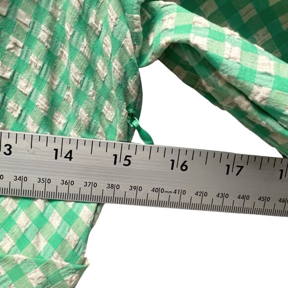 NWT Zara Gingham Cut Out Front Midi Dress in Green Women’s Size XS - Picture 9 of 10